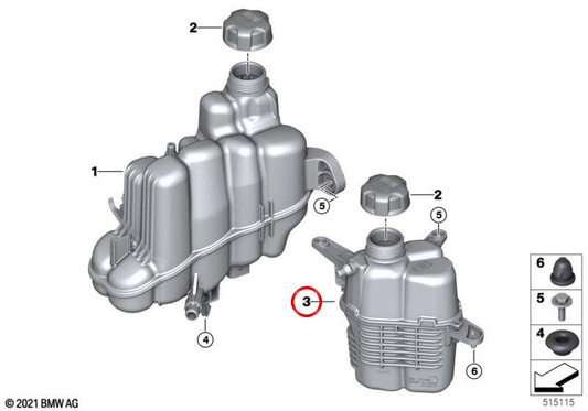 Deposito di espansione OEM 17135A14989 per BMW U06, U11, U12, U10, U25. BMW originale.