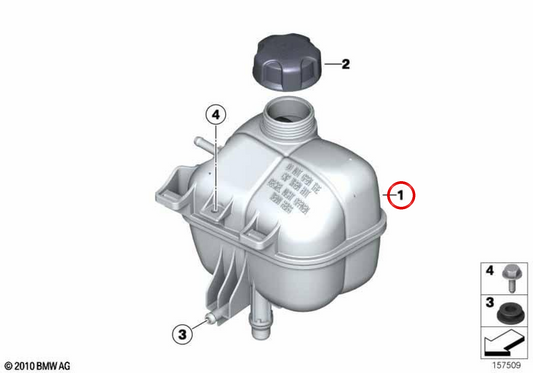 Depósito de compensación refrigerante OEM 17137539267 para BMW i8 I12, i8 Roadster I15 y MINI R55, R56, R57, R58, R59, R60, R61… y más. Original BMW y MINI