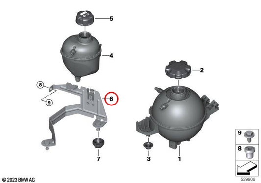 Soporte depósito de expansión OEM 17138053472 para BMW F97, F98. Original BMW.