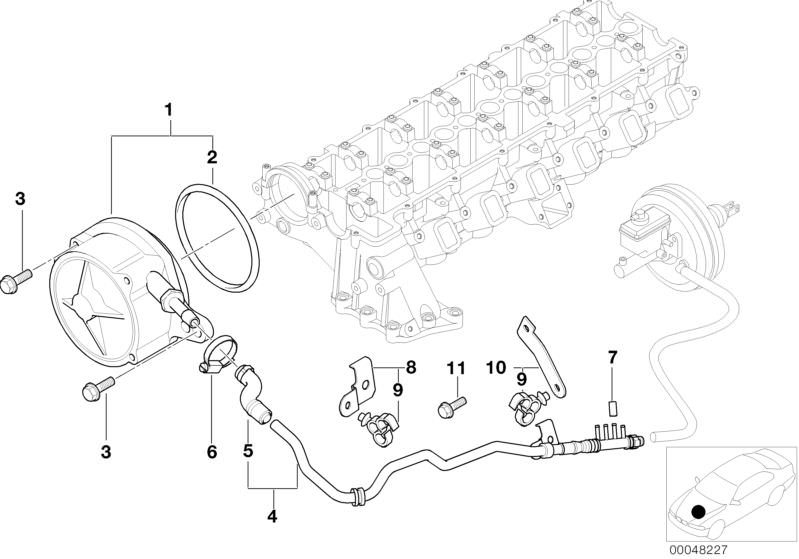 Soporte para tubo de vacío OEM 11667799469 para BMW E46, E39, E60, E61, E63, E64, E38, E65, E66, E83, E53, E70, E71. Original BMW.