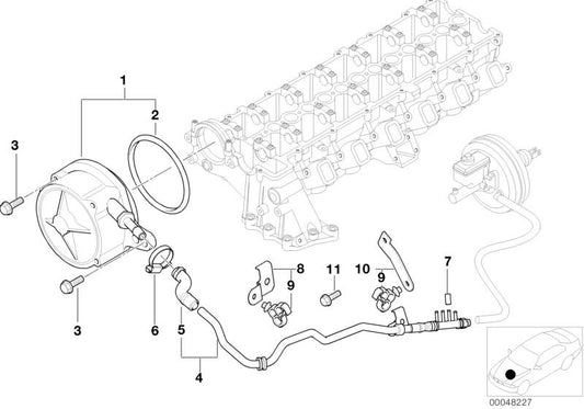 Soporte para tubo de vacío OEM 11667799469 para BMW E46, E39, E60, E61, E63, E64, E38, E65, E66, E83, E53, E70, E71. Original BMW.
