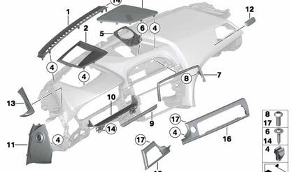 Salida de aire derecha OEM 51459197468 para BMW F06, F12, F13. Original BMW.