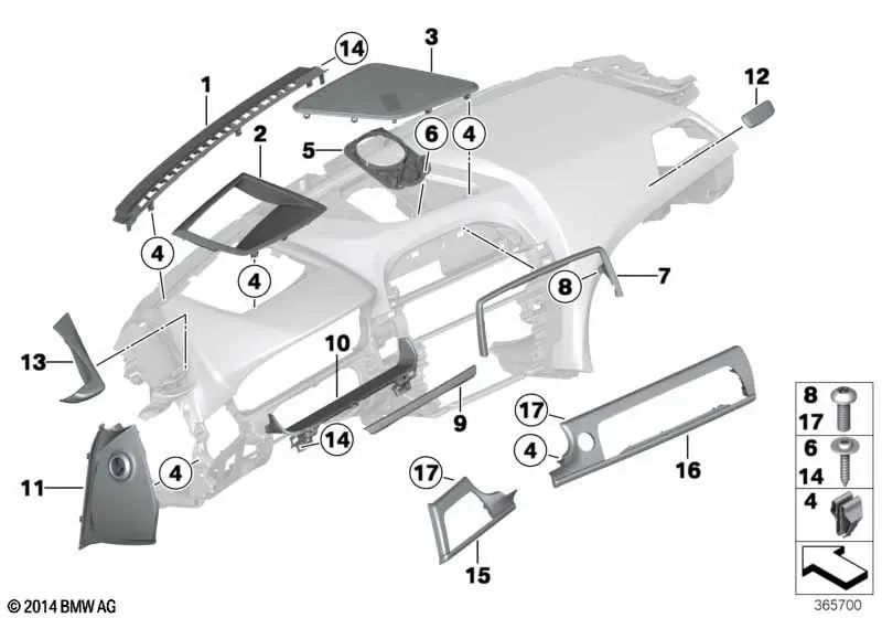 Zentrallautsprecherraster für BMW 6 F06 -Serie, F12, F13 (OEM 65139286644). Original BMW