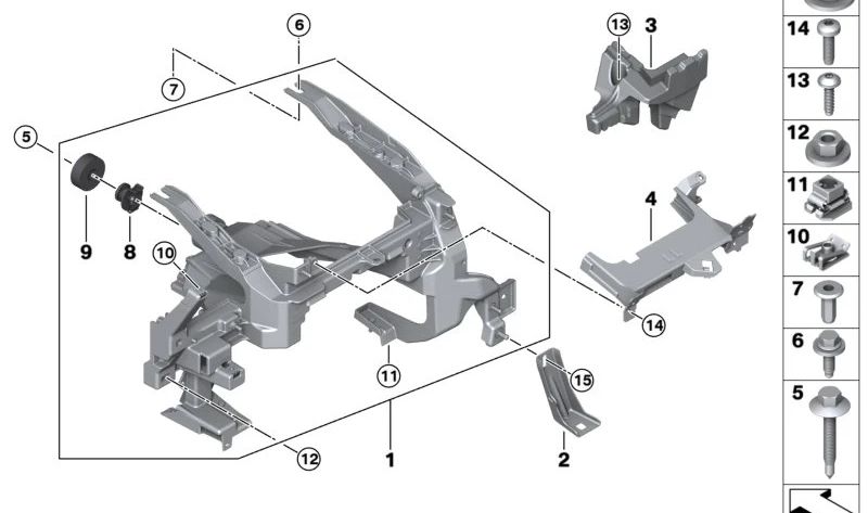 Clip de fijación para cierre giratorio OEM 07149623033 para BMW G60, G61, G68, G90, G70, i20, G45. Compatible con varios soportes de salpicadero. Original BMW.