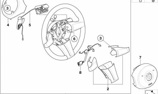 Leather Sport Steering Wheel with Airbag for SMG Shift OEM 32306763530 for BMW E85 (Z4). Original BMW.