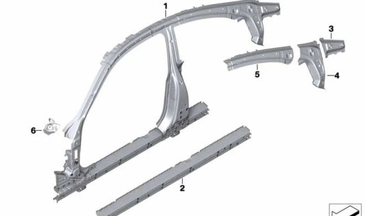 Marco lateral central derecho OEM 41007427486 para BMW F32 y F82. Compatible con modelos 418d, 418i. Pieza original BMW.