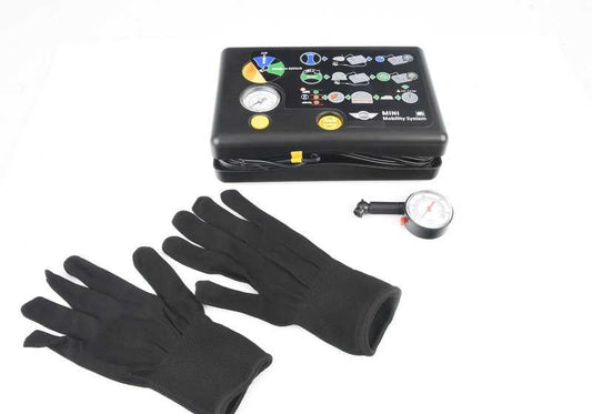 Kit reparación pinchazos (Reifen Mobility Set) OEM 71105A34B49 para MINI F55, F56, F57, F54, F60, F65, F66, F67, R50, R52, R53, R55, R56, R57, R58, R59, R60, R61, U25. Original MINI.