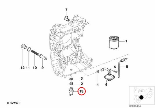 Interrupteur thermique OEM 17211342174 pour motos BMW R1100GS, R1100R, R1100RS, R1100RT, R850GS, R850R, R850RT. BMW Motorrad d'origine.