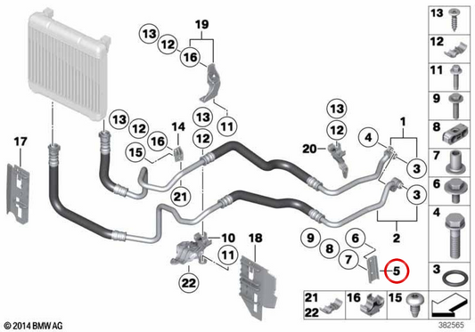 OEM 17217575553 Ölkühlerrohr für BMW F07, F10, F11, F06, F12, F13, F01, F02. Original BMW.