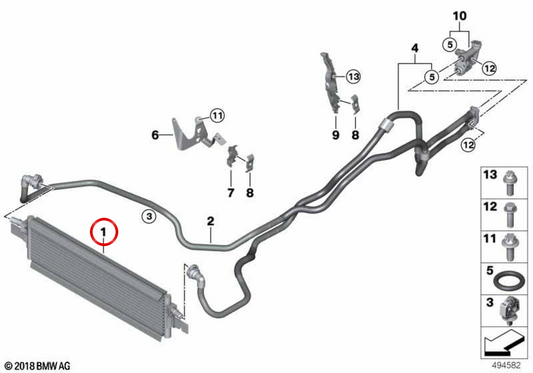 OEM -Getriebeölkühler 17217925836 für BMW G42. Original BMW.