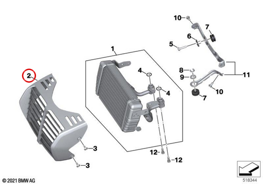 OEM-Ölkühlerabdeckung 17218409732 für BMW Motorrad R18, R18 Classic, R18 Roctane, R18 B, R18 Transcontinental... Original BMW Motorrad.