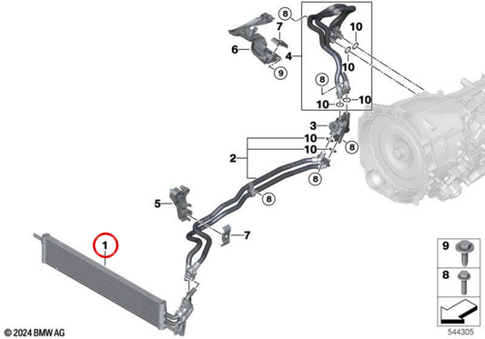 Refroidisseur d'huile de transmission OEM 1721843278 pour BMW G05, G06, G07, G11, G12, G14, G15, G16. BMW d'origine.