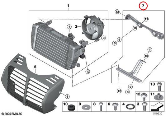 Set supporto radiatore olio OEM 17218865006 per moto BMW R 18, R 18 Classic, R 18 B, R 18 Transcontinental... e più. Originale BMW Motorrad