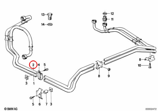 OEM 17221152871 Radiateur d'huile Pipe de retour pour BMW E28. BMW d'origine.
