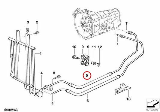 OEM oil cooling tube 17221247172 for BMW E34. Original BMW.