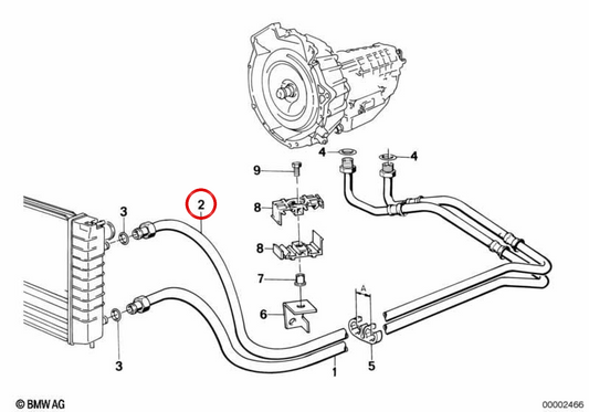 Tubo de retorno do radiador de óleo OEM 17221712707 para BMW E30. BMW genuíno.