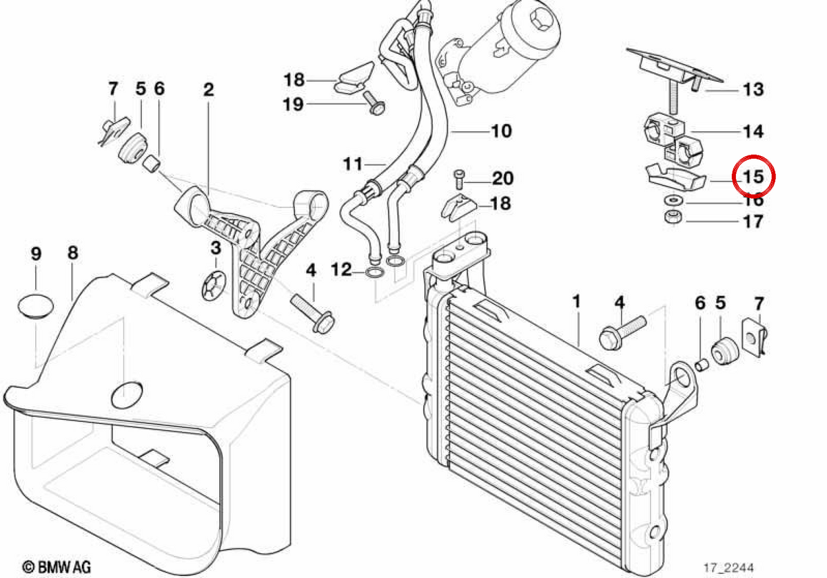 Radiatore di olio OEM 1722244848 per BMW E34, E39, E38. BMW originale.