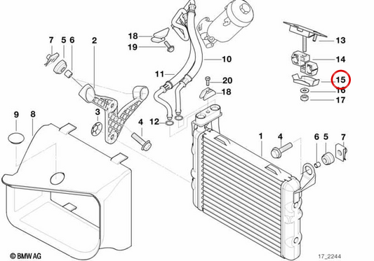 Radiatore di olio OEM 1722244848 per BMW E34, E39, E38. BMW originale.