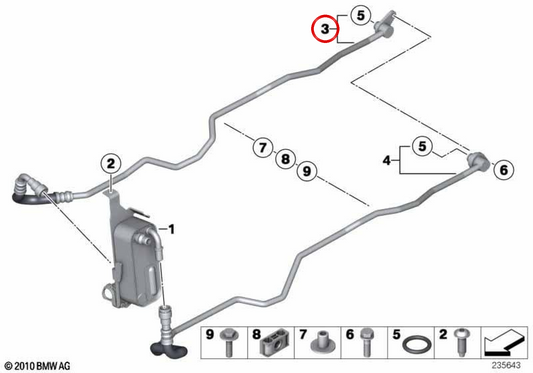 Getriebeölkühlrohr (IDA) OEM 17224595282 für BMW F25. Original BMW.