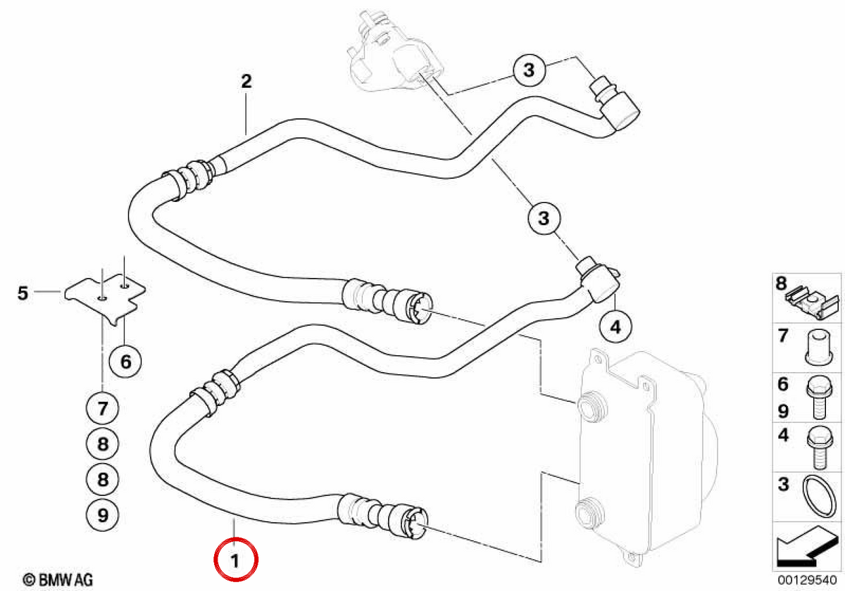 OEM -Motorkühlrohr 17227528607 für BMW E60, E61, E63, E64. Original BMW.