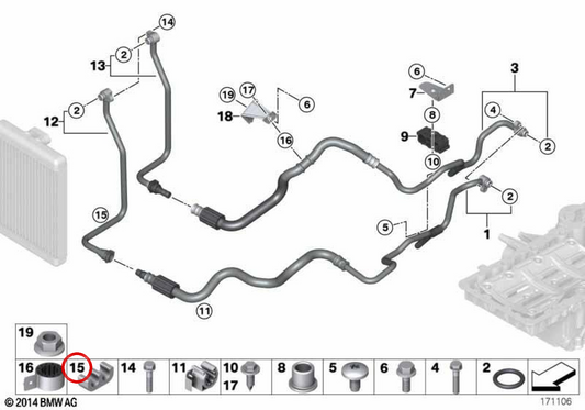 Suporte para radiador de óleo OEM 17227578693 para BMW E70, E71, E72. BMW genuíno.
