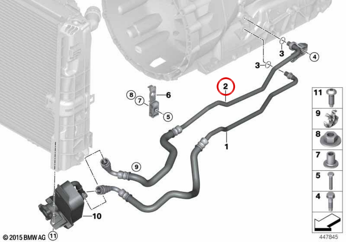 Tuyau de refroidissement d'huile d'échappement OEM 17227604780 pour BMW Série 1 E81, E87, E82, E88 et Série 3 E90, E92, E93... et plus encore. Véritable BMW.