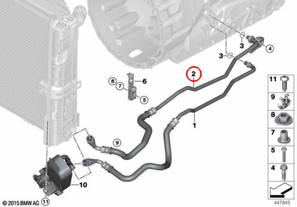 Tuyau de refroidissement d'huile d'échappement OEM 17227604780 pour BMW Série 1 E81, E87, E82, E88 et Série 3 E90, E92, E93... et plus encore. Véritable BMW.