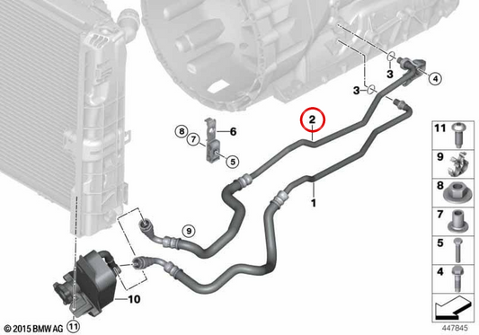 Tuyau de refroidissement d'huile d'échappement OEM 17227604780 pour BMW Série 1 E81, E87, E82, E88 et Série 3 E90, E92, E93... et plus encore. Véritable BMW.