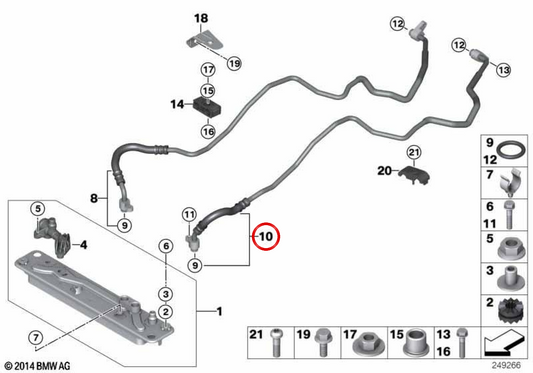 Tubo di ritorno del radiatore dell'olio OEM 1727795491 per BMW E70, E71. BMW originale.