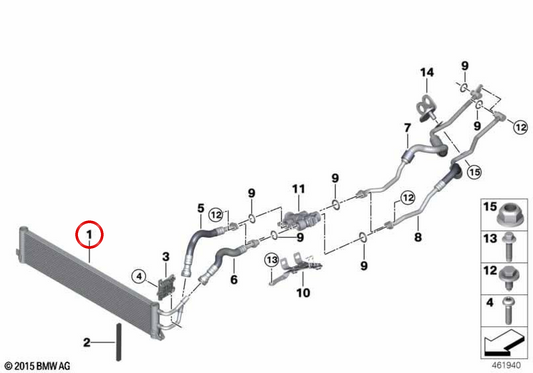 Refroidisseur d'huile de transmission OEM 1727992010 pour BMW G12, G14, G16. BMW d'origine.