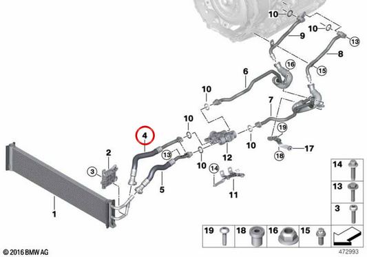 Pipe de retour du réfrigérateur d'huile de transmission OEM 17228602391 pour BMW G12. BMW d'origine.