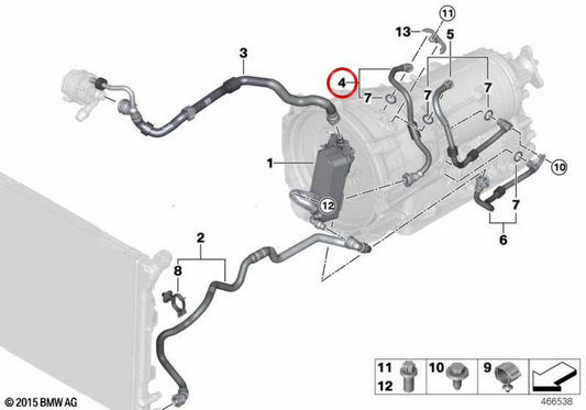 Tubería de aceite de alimentación OEM 17228644292 para BMW F30, F31, F32, F33, F36. Original BMW.