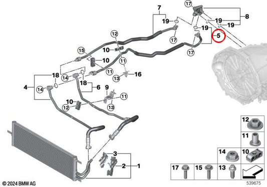 OEM Ölzufuhrrohr 17228843852 für BMW G90 M5, G99 M5 Touring. Original BMW.