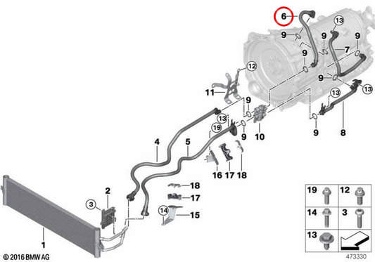 Tubo di olio di trasmissione OEM 1722849128 per BMW G20, G21. BMW originale.