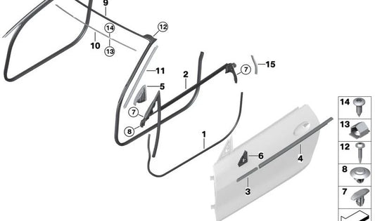 Door seal for BMW 4 Series G22, G23, G82, G83 (OEM 51765A085F3). Original BMW