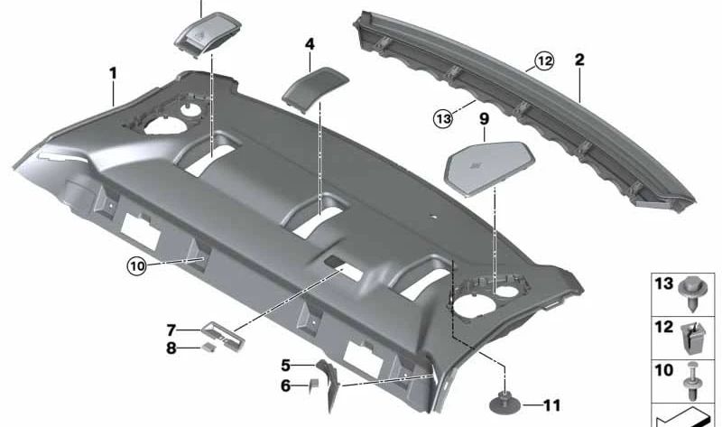 Bandeja de armazenamento OEM 51468073798 para BMW G20, G80, G80N. Antracite Color Original Interior Piece BMW.