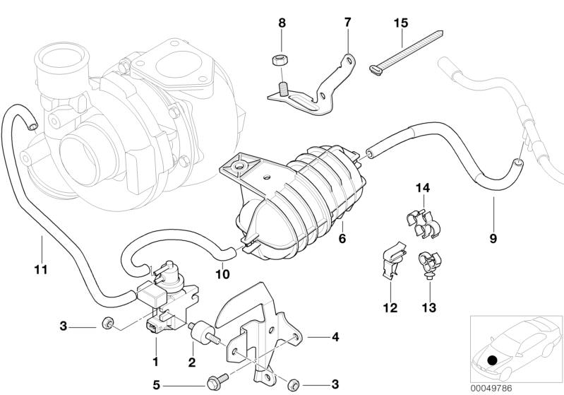 Soporte de válvula de vacío OEM 11657786241 para BMW E46, E39, E38, E53 (motores diésel M47). Pieza original BMW.