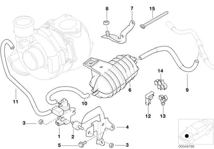 Soporte de válvula de vacío OEM 11657786241 para BMW E46, E39, E38, E53 (motores diésel M47). Pieza original BMW.