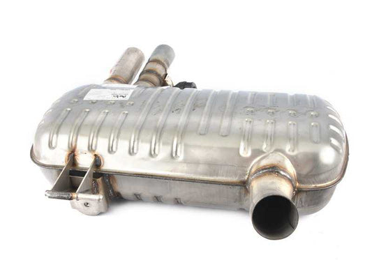 Rear silent with OEM exhaust valve 18307566934 for BMW E90, E91. Original BMW.