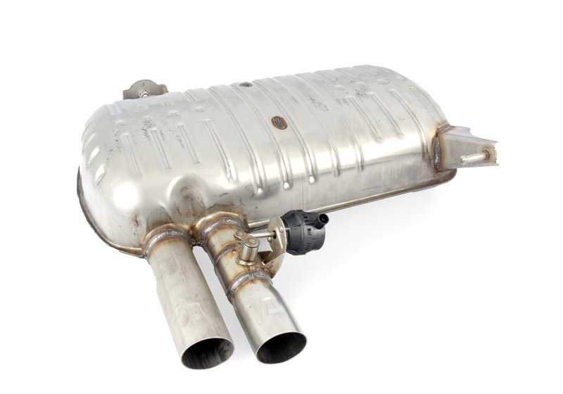 Silencioso trasero con válvula de escape OEM 18307566934 para BMW E90, E91. Original BMW.