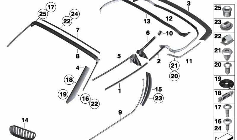 Junta izquierda maletero OEM 51767233747 para BMW Z4 E89. Pieza original BMW.