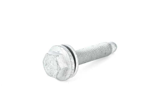 Tornillo hexagonal con arandela OEM 31106795985 para BMW X3 y X4 (F25, F26). Repuesto original BMW para puente delantero, trapecio o brazo de suspensión.