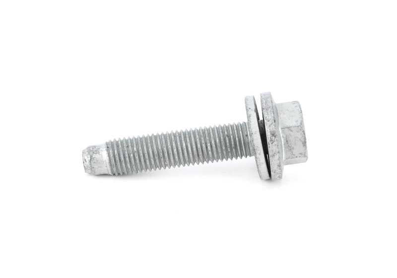 Tornillo hexagonal con arandela OEM 31106795985 para BMW X3 y X4 (F25, F26). Repuesto original BMW para puente delantero, trapecio o brazo de suspensión.