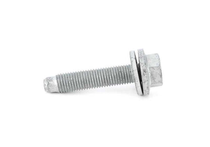 Tornillo hexagonal con arandela OEM 31106795985 para BMW X3 y X4 (F25, F26). Repuesto original BMW para puente delantero, trapecio o brazo de suspensión.