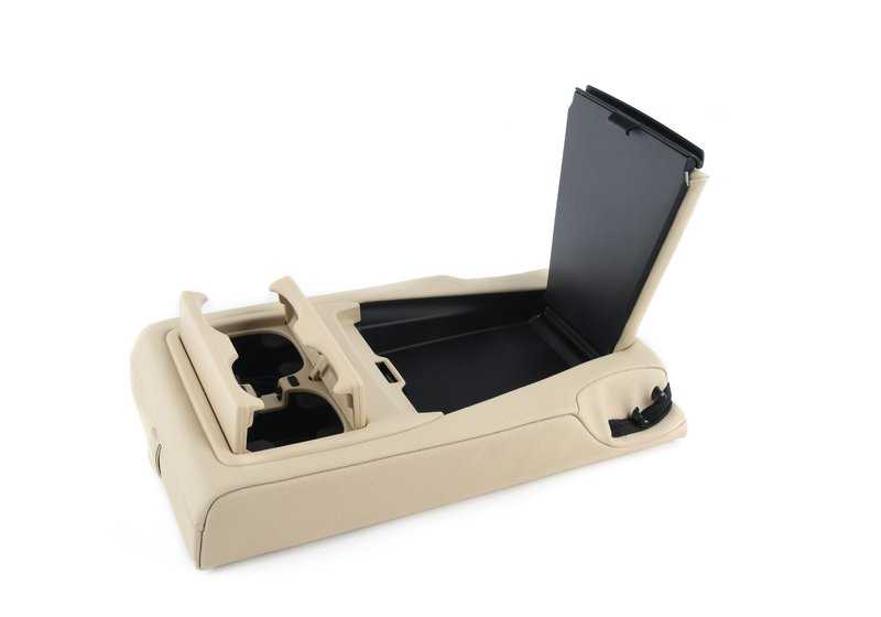 Reposabrazos central de cuero OEM 52207384846 en color beige para BMW F45, F48. Original BMW.