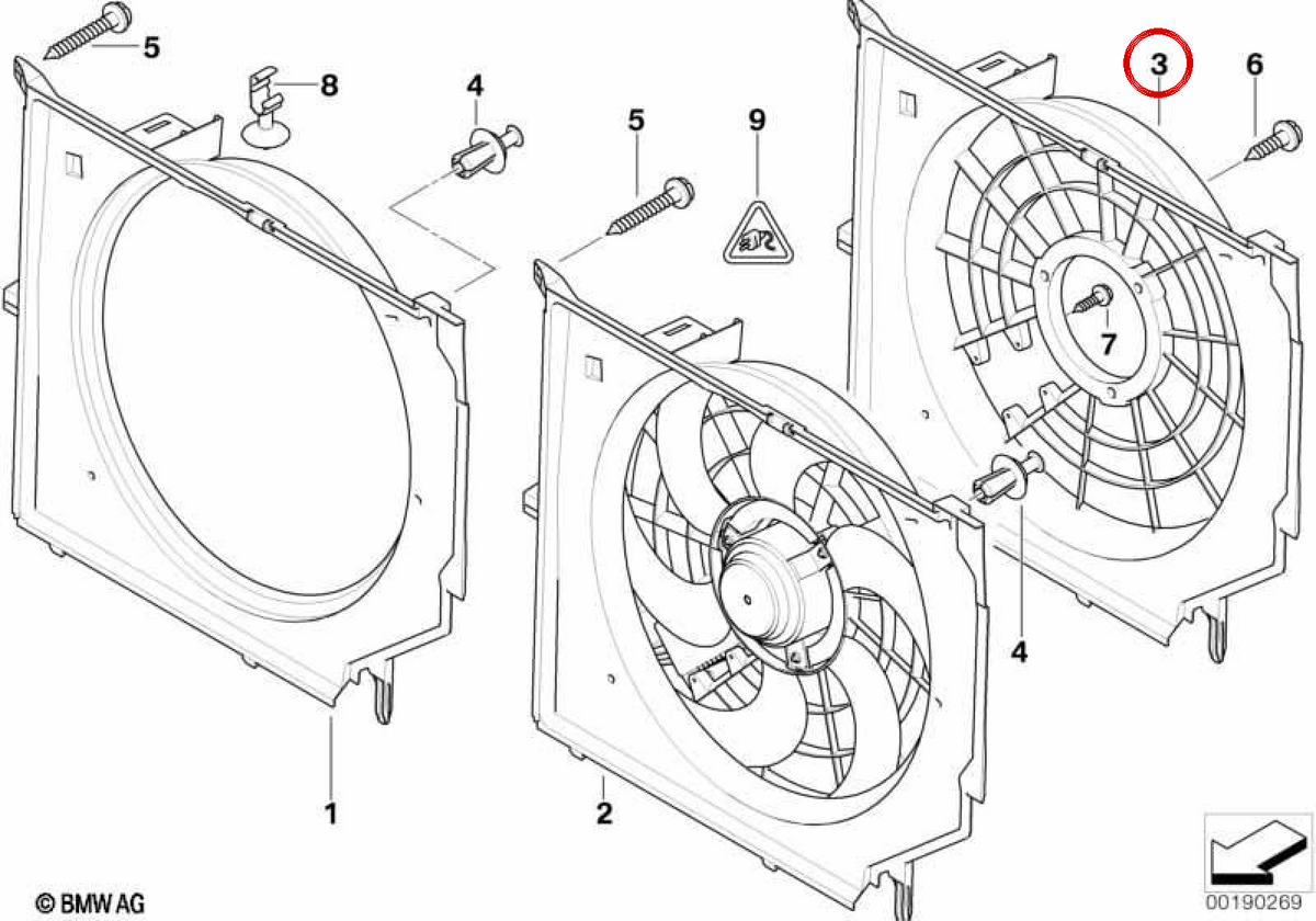 Fan Housing OEM 17427519705 per BMW E85 ed E86. BMW originale.