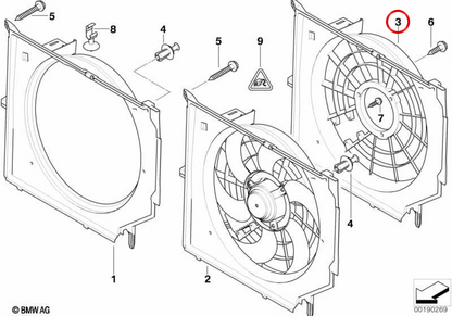 Fan Housing OEM 17427519705 per BMW E85 ed E86. BMW originale.