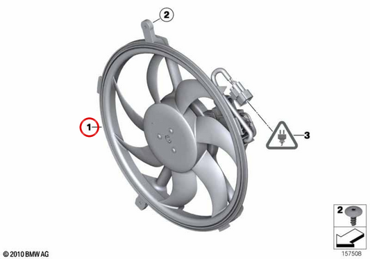 Conjunto de marco de ventilador con electroventilador 350 W OEM 17427535100 para MINI R55 Clubman Cooper D, R56 Cooper D, One D, R60 Countryman, R61 Paceman… y más. Original MINI