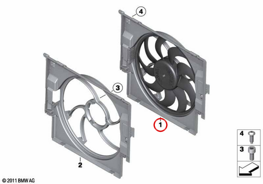 Ventilador surround com ventilador de 300 W OEM 17427640508 para BMW F20, F30, F34 GT, F32, F36, F22, F23… e muito mais. BMW genuíno.