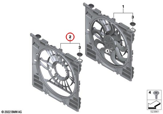 OEM fan support 17427925826 for BMW G60, G61, G68, G70. Original BMW.